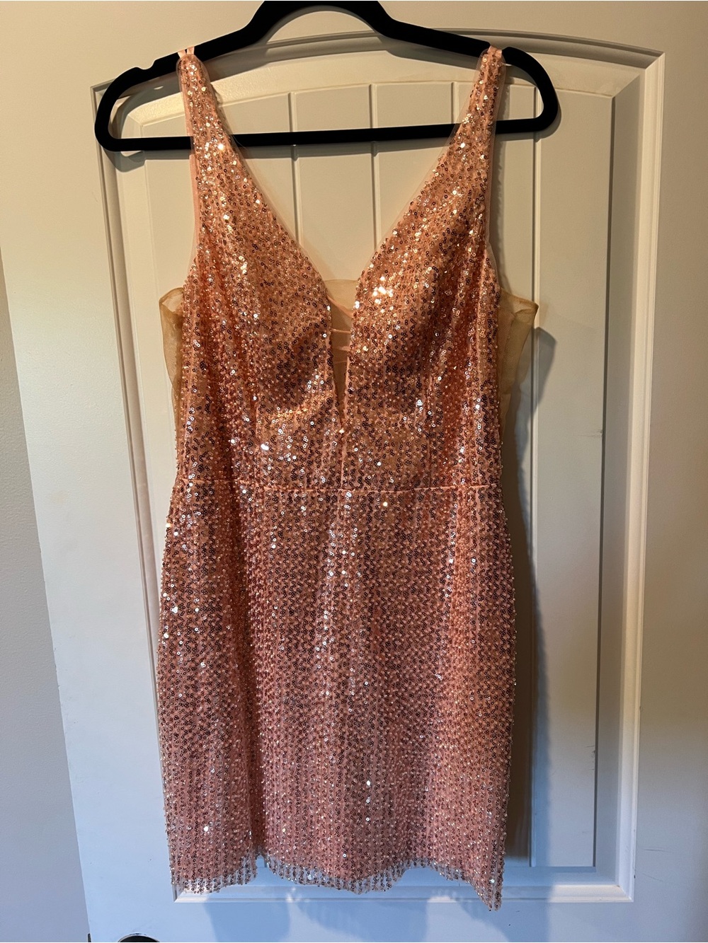Sleeveless Sequin Mini Dress in Rose Gold